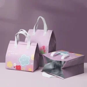 Custom Durable Water Resistant Aluminum Foil Cooler Bags Small Ice Cream Cake Packaging Insulated Reusable Bag