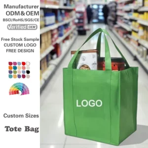 Custom Eco Friendly PP Non Woven Bags Customizable Reusable Recyclable Folding Grocery Shop Tote Bag for Shopping and Promotion