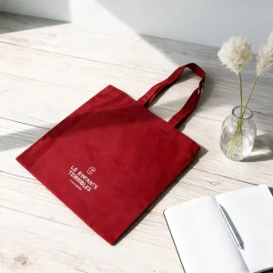 Custom Eco Friendly Recyclable Red Blank Reusable Organic Cotton Canvas Silk Screen Printed Tote Shopping Bag Logo Women