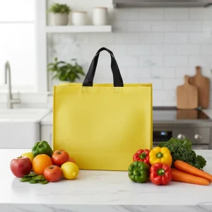 Custom Edge to Edge Color Recyclable Biodegradable Non Woven Vest Handle Silk Screen Printed Grocery Tote Bags