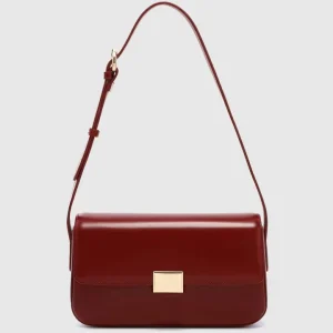Custom Fashion Women’s Vintage PU Lock Closure Single Strap Shoulder Bags Polyester Lining Letter Water Portable