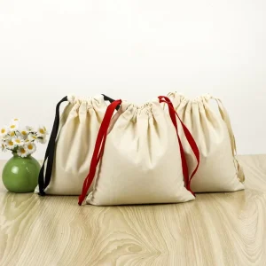 Custom Jewelry Packaging Storage Canvas Dust Bags Multiple Sizes Cotton Canvas Drawstring Pocket Bag with Printed Logo
