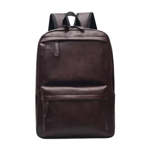 Custom Laptop Backpack Bag Fashion Black Soft Leather Bag School Mens Backpack
