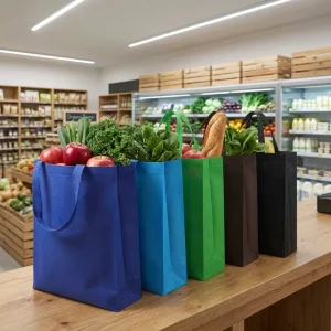 Custom Large Capacity Nonwoven Tote Bag Eco Friendly Reusable Market Bag Reinforced Handles for Fruit and Vegetable