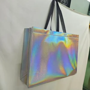 Custom Laser Non woven Bag Reusable Eco friendly Tote Bag with Handle Screen Printed Biodegradable Shining Shopping Bag