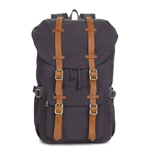 Custom Logo Canvas College School Backpack Large Capacity Hasp Drawstring Backpack Daily Sports Student Bag