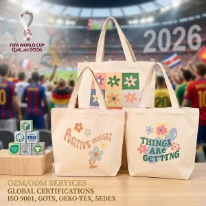 Custom Logo Canvas Tote Bag for Sports Events Reusable Cotton Shopping Bag With Large Capacity Gym Tote for Women Fans