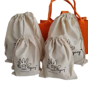 Custom Logo Dust Bag White Cotton Canvas Mini Muslin Drawstring Bag Small Gift Jewelry Pouch