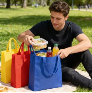 Custom Logo Eco-Friendly Handheld Gift Tote Bag Recyclable Supermarket Shopping Packaging Fabric Non-Woven Bags