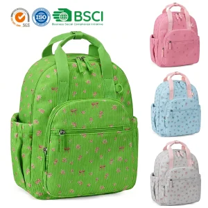 Custom Logo Fashionable Corduroy Casual Backpack Cute Student Backpack Preschool Mini Travel Backpack for Daycare