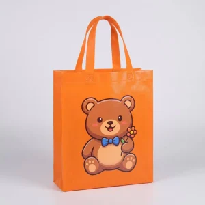 Custom Logo Full Color Digital Print Laminated Non Woven Recyclable Waterproof Kawaii Cartoon Animal Tote Supermarket