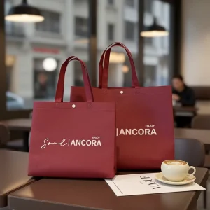 Custom Logo Lightweight Non woven Tote Shopping Bags for Clothing Packaging