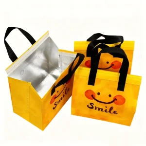 Custom Logo Nonwoven Insulated Delivery Bag with Aluminum Foil Lining Thermal Takeaway Food Bag for Restaurant and Cafe