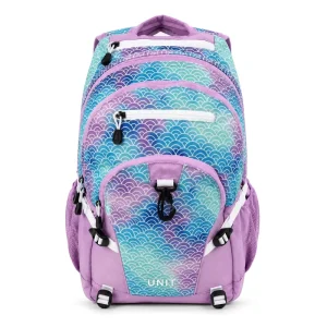 Custom Logo OEM ODM Fashion Zipper Gradient Mermaid Scale Print Student Backpack 20L 600D Polyester Unisex School Daily Travel