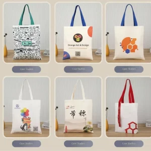 Custom Logo Printed Cotton Tote Bag Eco Friendly Reusable Shopping Bag Heavy Duty Cotton Grocery Bag