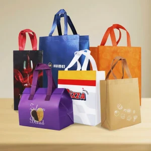 Custom Logo Printed Recyclable Non Woven Tote Bag Durable Reusable Shopping Tote Bag Hand Length Handle for Business Promotions