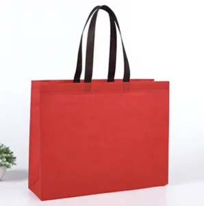 Custom Logo Reusable Laminated Non Woven Fabric Tote Bags with Supermarket Handle Eco friendly and Recyclable