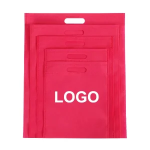 Custom Logo Reusable Pink Holographic Metallic Shiny Laminated Non Woven Iridescent Shopping Tote Bag for Supermarket Use