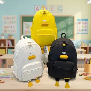 Custom Logo School Backpack Cute Cartoon Design Zipper Closure Large Capacity Water Resistant Nylon Students