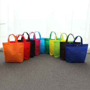 Custom Logo Silk Screen Printed Promotional Reusable Durable Tote Bags Non Woven Shopping Bag with Button for Craft