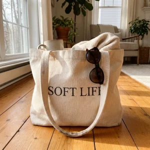 Custom Logo Soft 12oz Canvas Tote Bag Women’s Casual Shoulder Handbag Large Capacity Cotton Beach Grocery Bag