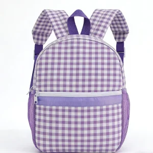Custom Logo Vibrant Gingham Polyester Backpack Adjustable Strap Weekend Schoolbag For Grils