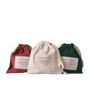 Custom Logo Woven Label Muslin Cotton Soft Drawstring Pouch Recyclable Perfume Soap Gift Dust Bag