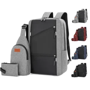 Custom New Trend Manufacturer Men’s Travel School Backpack Set Unisex Durable Student Laptop Backpack with USB