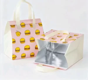 Custom Non woven Thermal Bag Eco Friendly Handle Bag Waterproof Tote Bag Solid Color Handle Bag Logo Printed Thermal Bag