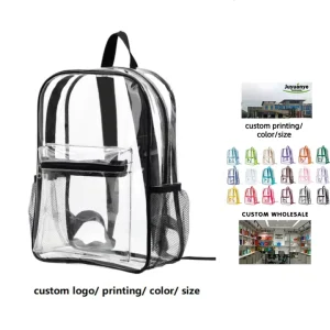 Custom ODM OEM Transparent Clear PVC Backpack New Quality Waterproof Small Medium Large Unisex School Book Laptop Bags
