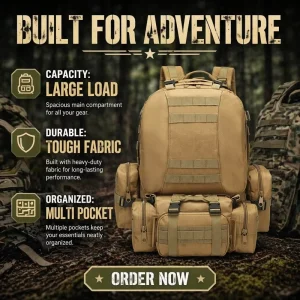 Custom Oxford Outdoor Hunting Backpack Zipper Closure Waterproof Molle Tactical Backpack