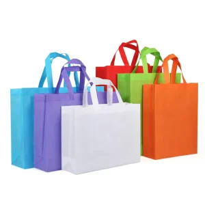 Custom Personalized Promotional Reusable Non Woven Food Grade Supermarket Shopping Tote Bags Shoulder Handle Custom