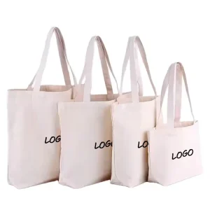 Custom Print Logo Reusable Shopping Bags Plain White Black Cotton Canvas Tote Bag