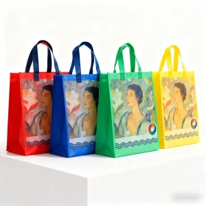 Custom Printed Biodegradable Eco Friendly Recycle Reusable Grocery PP Laminated Non Woven Fabric Tote Bags Exhibition