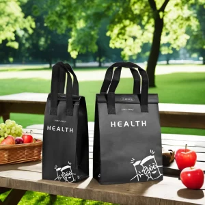 Custom Printed Disposable Non-Woven Tote Thermal Bag Foldable Recyclable Takeaway Food Packaging for Chocolate Sandwich Cake