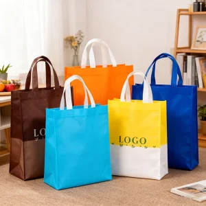 Custom Printed Eco Friendly White Reusable Tote Bags Recyclable Grocery Shopping Folding Non Woven Bag Logo Options