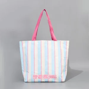 Custom Printed Letter Pattern Biodegradable Nonwoven Fabric Tote Bag Flexiloop Handles Silk Screen Printing Exhibition