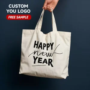 Custom Printed Logo Eco-Friendly Moisture Proof Heavy Duty Canvas Tote Bag Holiday Shopping Bags Recycled Cotton Organic