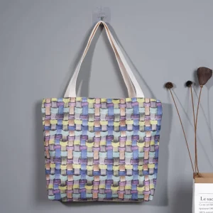Custom Printed Logo Sustainability Tote Bag Grocery Shoulder Shopping Bags Cotton with Zipper