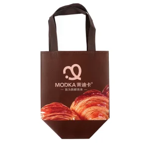 Custom Printed Non Woven Shopping Bag Eco Friendly Reusable Tote Bag for Bakery & Grocery with Durable Handles