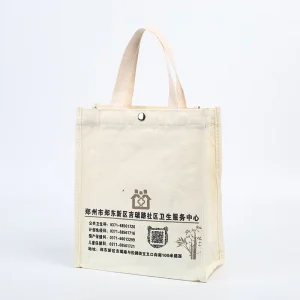 Custom Printed Recyclable Organic Cotton Tote Bag with Letter Pattern for Logo Shopping Screen Printed
