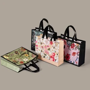 Custom Printed Reusable Laminated Non-Woven Shopping Bag Eco Friendly Grocery Tote Bag with Handle