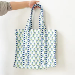 Custom Quilted Cotton Oversize Tote Bag Reversible Weekender Shoulder Bag Eco Friendly Sturdy Grocery Shopping Handbag