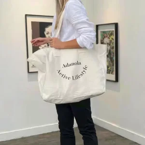 Custom Recyclable Cotton Tote Bag Large Capacity with Casual Letter Print Small Canvas Shoulder Bag for Students Bulk Blank
