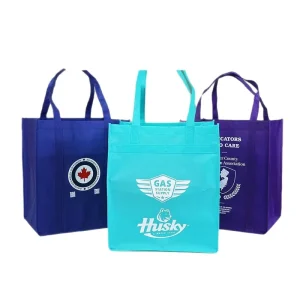 Custom Reusable Blue Non Woven Supermarket Grocery Shopping Bag Durable Handle Non Woven Fabric Promotion Tote Bag