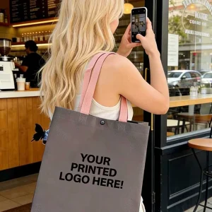 Custom Reusable Tote Bag Customize Text Logo Photo Large Capacity Bright Red Durable Washable Shopping Bag for Gift Craft Travel