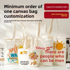 Custom Screen Printed Canvas Cotton Tote Bags Eco-Friendly Shopping Bags for Student Groups Advertising Agencies Training