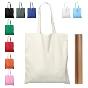 Custom Size Durable Reusable 100% Cotton Tote Bag with Hand & Shoulder Handles Eco-friendly & Recyclable Gift Handbag