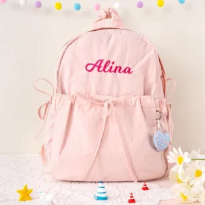Custom Soft Kids Backpack Cute Child Toddler Backpack with Bow Personalized Preppy School Backpack for Girls