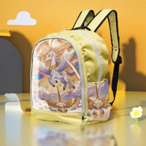 Custom Stylish Holographic Cartoon School Bag Outdoor Waterproof Clear Transparent Backpack Design